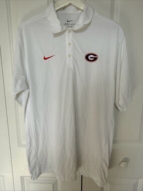 Nike Georgia Bulldogs UGA Coaches Sideline Polo Shirt White Mens M